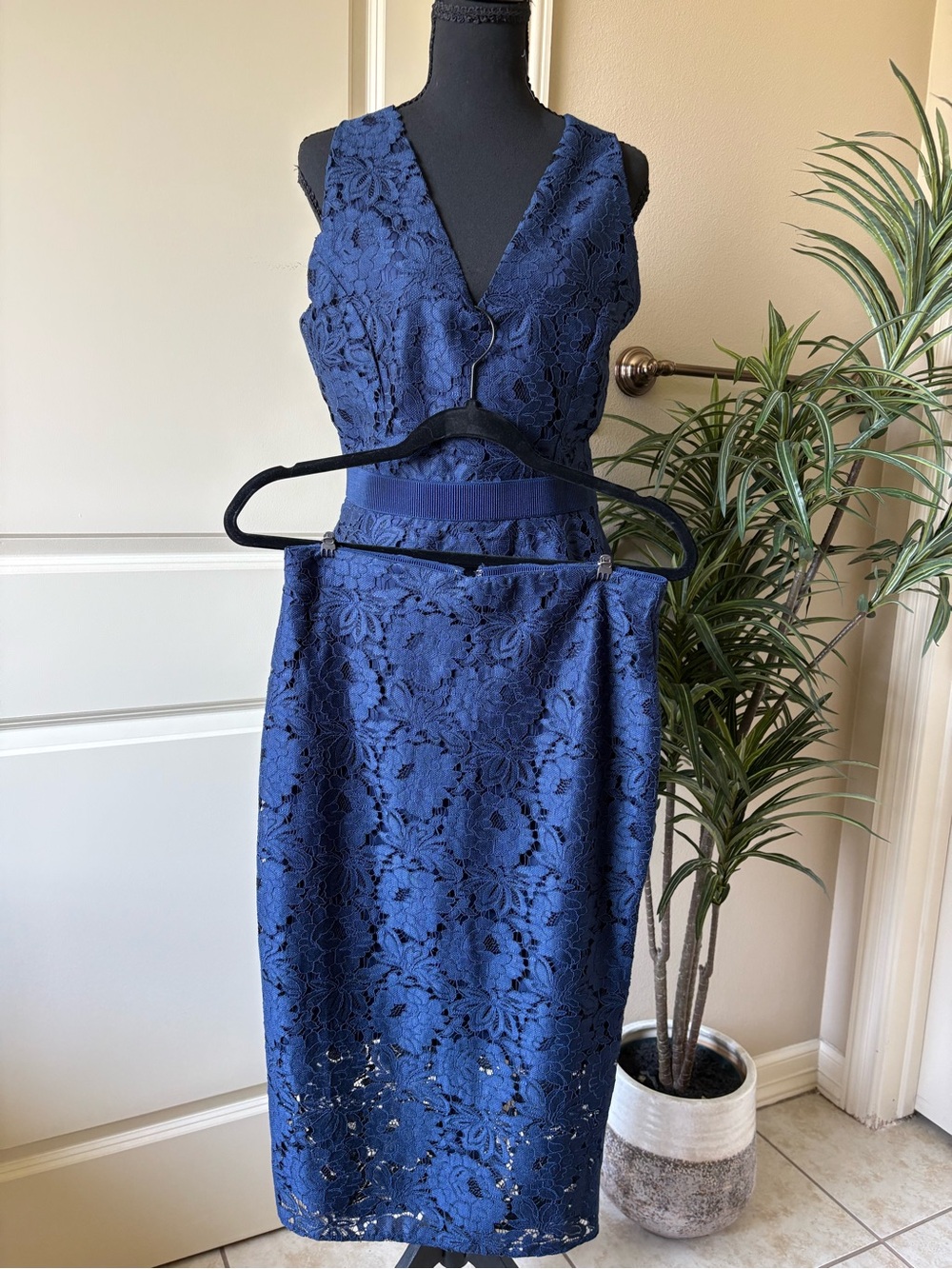 Navy Lace Two-Piece Dress Set - Women's NWOT Cocktail Dress Eva Mendez NY&Co